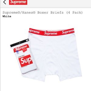 Supreme Hanes SS19 White Boxer Briefs XL 4 Pack